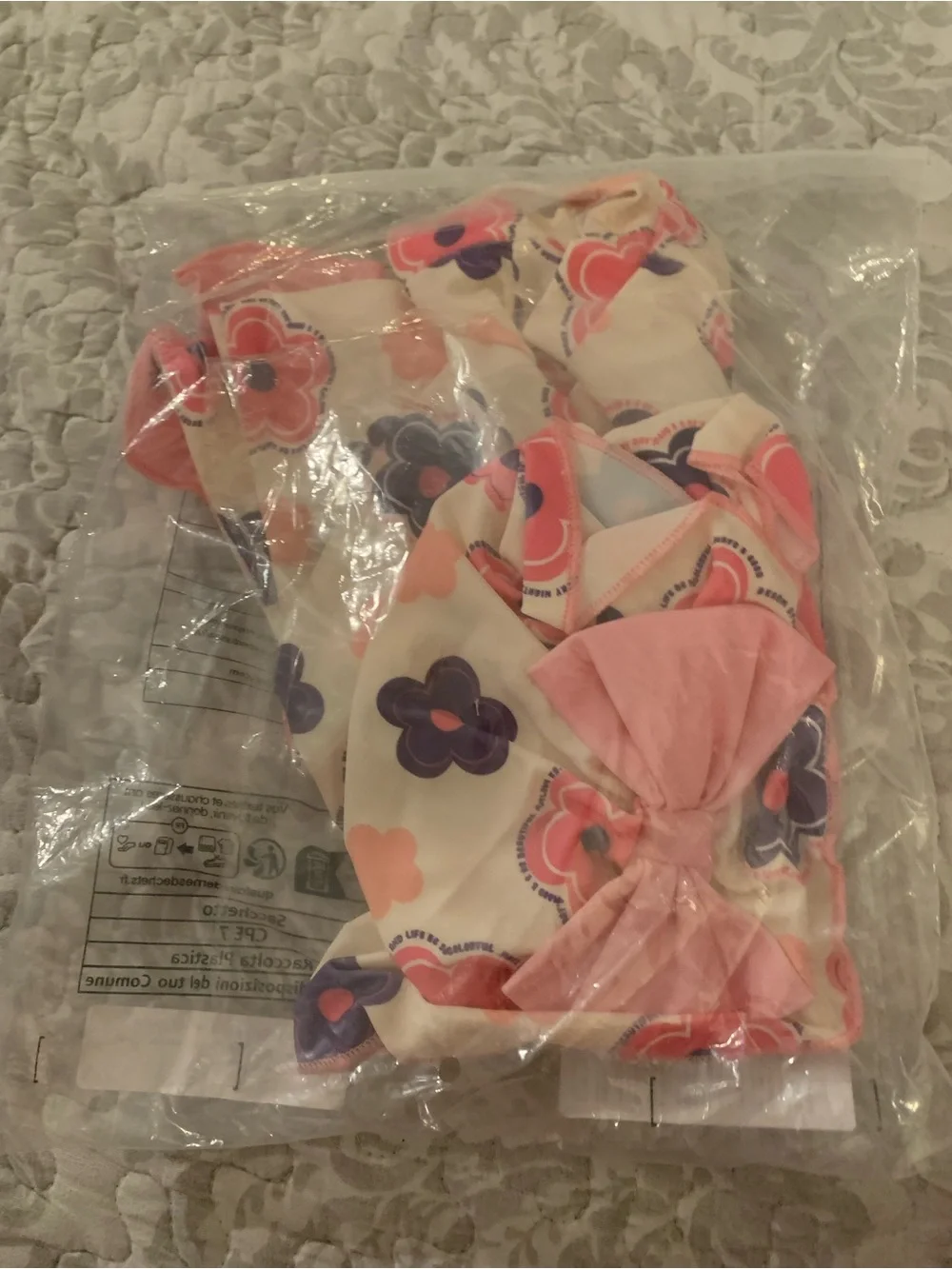 Kids Long Sleeve Floral Rash Guard Swimsuit with cap - Pink/Peach